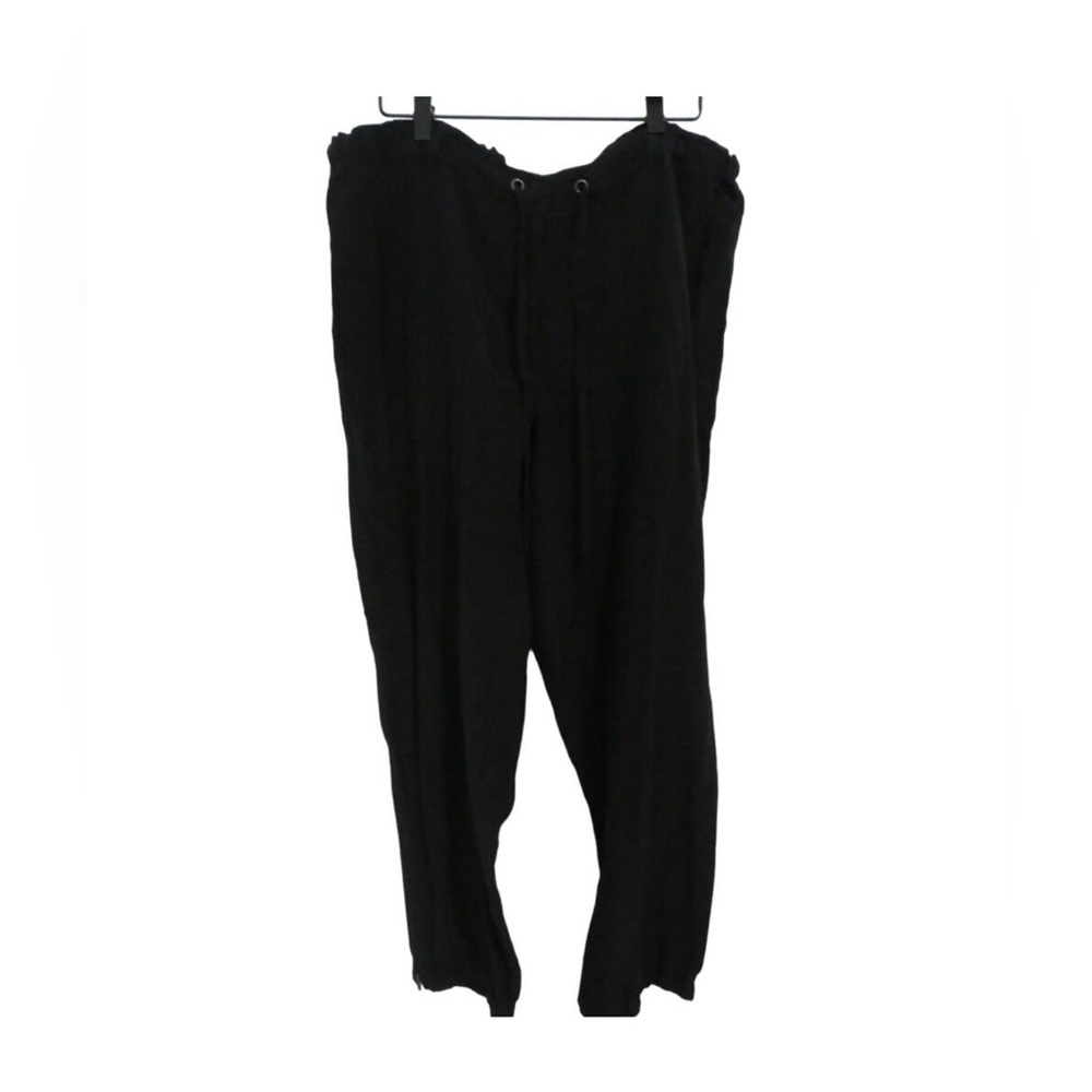 Eileen Fisher Black Silk Pants Lightweight Waist Tie Zippered Jogger Style